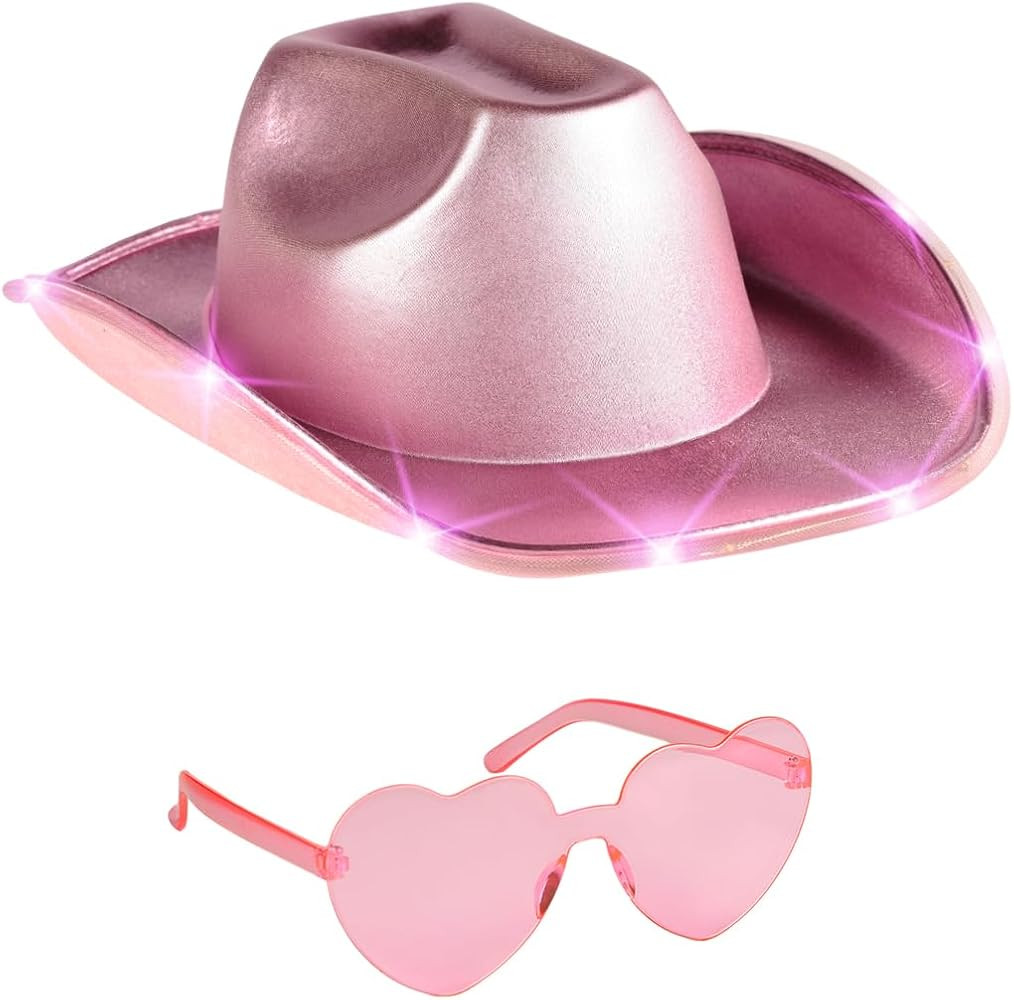 Funcredible Light Up Cowboy Hat and Glasses - Holographic Led Cowboy Hats for Women - Space Cowgi... | Amazon (US)