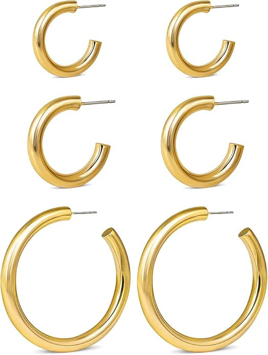 14k Gold Hoop Earrings for Women | 14 Karat Gold Hoop Earrings Set, Small Gold Hoop Earrings for ... | Amazon (US)