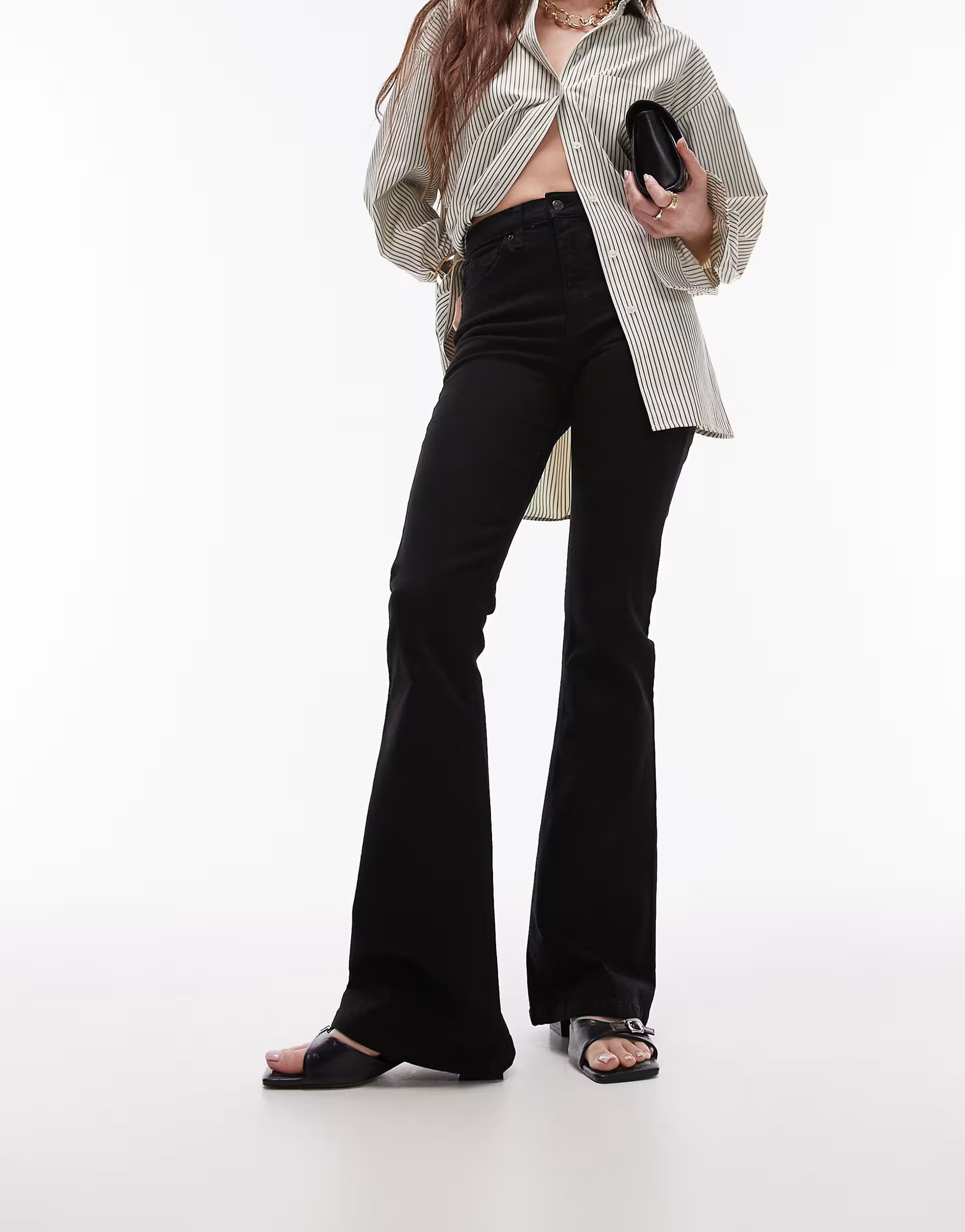Topshop jamie flare jeans in black | ASOS (Global)