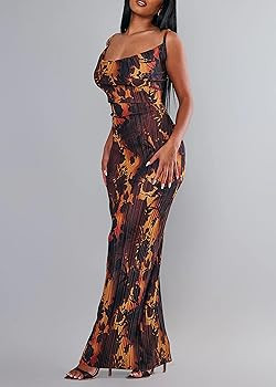 Jelly Brynn Cowl Neck Printed Plisse Maxi Dress Sleeveless Tank Dress Summer Beach Dresses | Amazon (US)