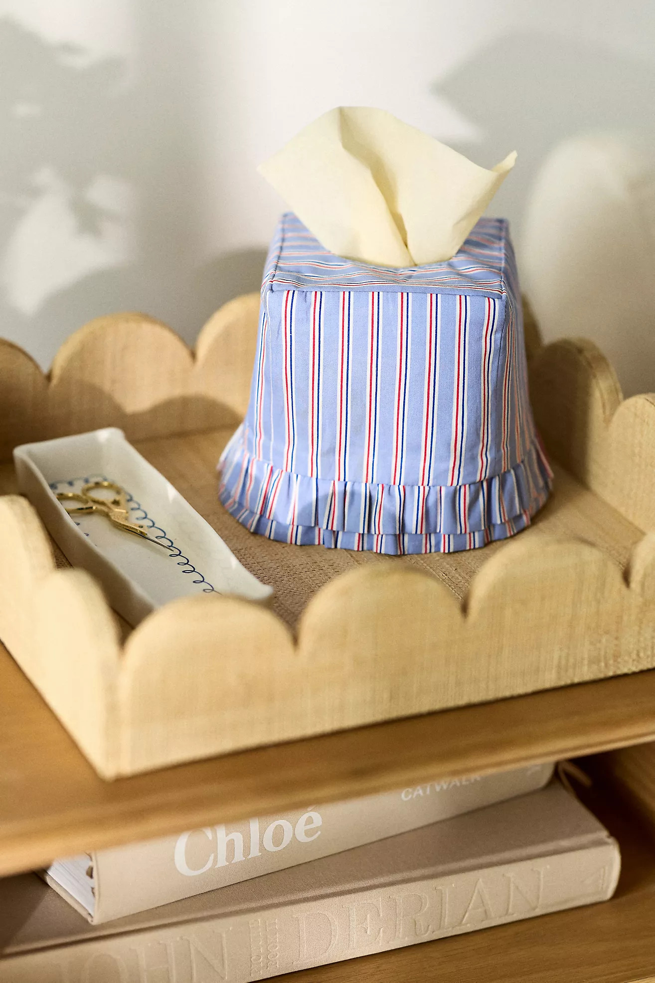Fabric Printed Ruffle Tissue Box Cover | Anthropologie (US)