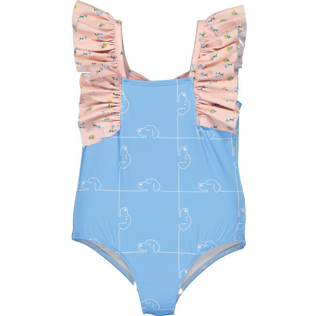 Puzzle Dog & Day Garden Swimsuit, Blue | Maisonette