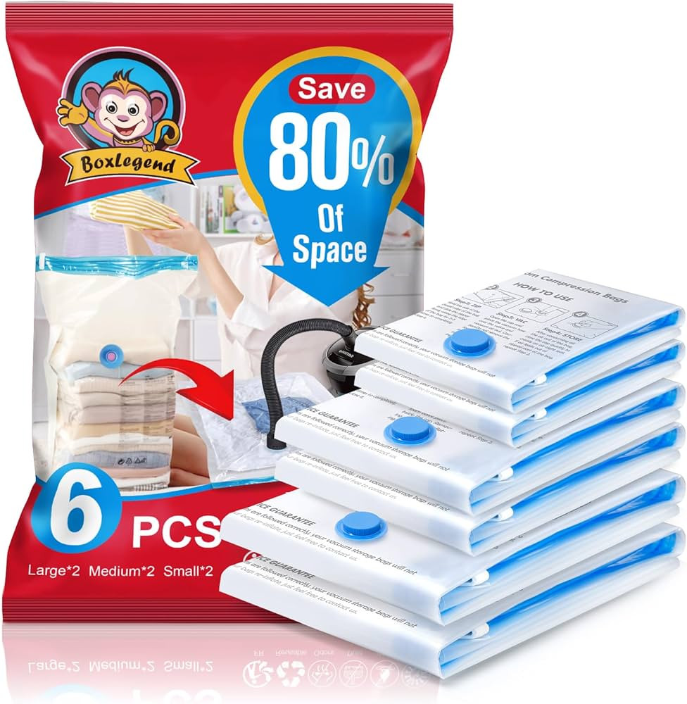 BoxLegend Vacuum Storage Bags 6 Pieces 2XL 100 x 80 + 2 L 80 x 60 + 2S 60 x 40 cm Vacuum Storage ... | Amazon (FR)