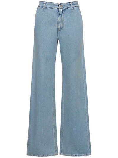 Cotton denim wide jeans - Mm6 Maison Margiela - Women | Luisaviaroma | Luisaviaroma