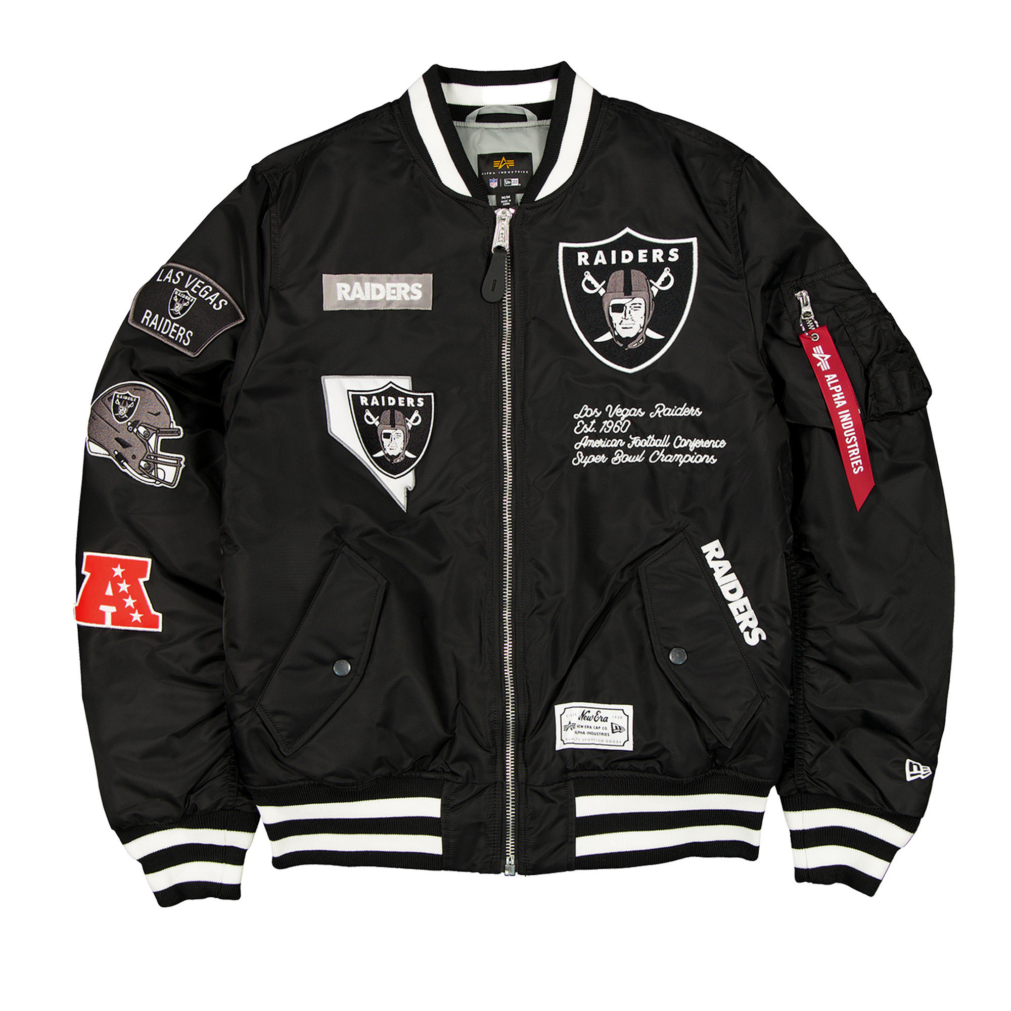 Men's New Era x Alpha Industries  Black Las Vegas Raiders MA-1 Full-Zip Bomber Jacket | Fanatics