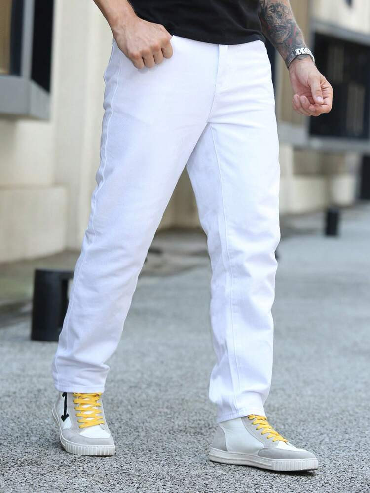 Men's Solid Color Casual Straight Leg Jeans | SHEIN