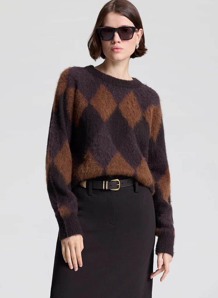 Ezra Brushed Alpaca Argyle Sweater | A.L.C