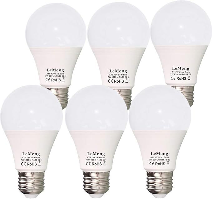 12V LED Light Bulb 7W 630Lm AC/DC 12-24Volt Low Voltage E26 Base (2700K Warm White)40-60 Watt A19... | Amazon (US)