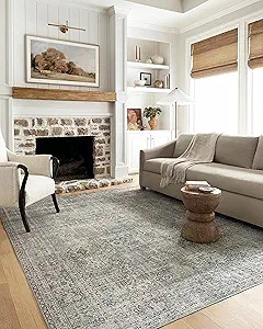 Chris Loves Julia x Loloi Jules Collection JUL-08 Emerald/Antique Ivory 7'-6" x 9'-6" Area Rug | Amazon (US)