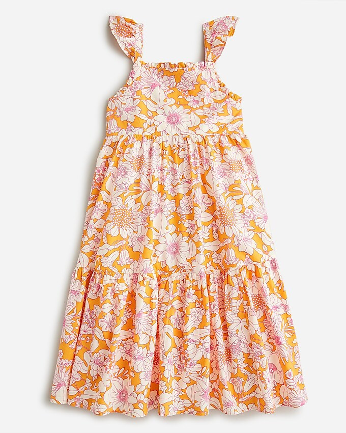 Girls' ruffle-trim tiered dress in prints | J. Crew US