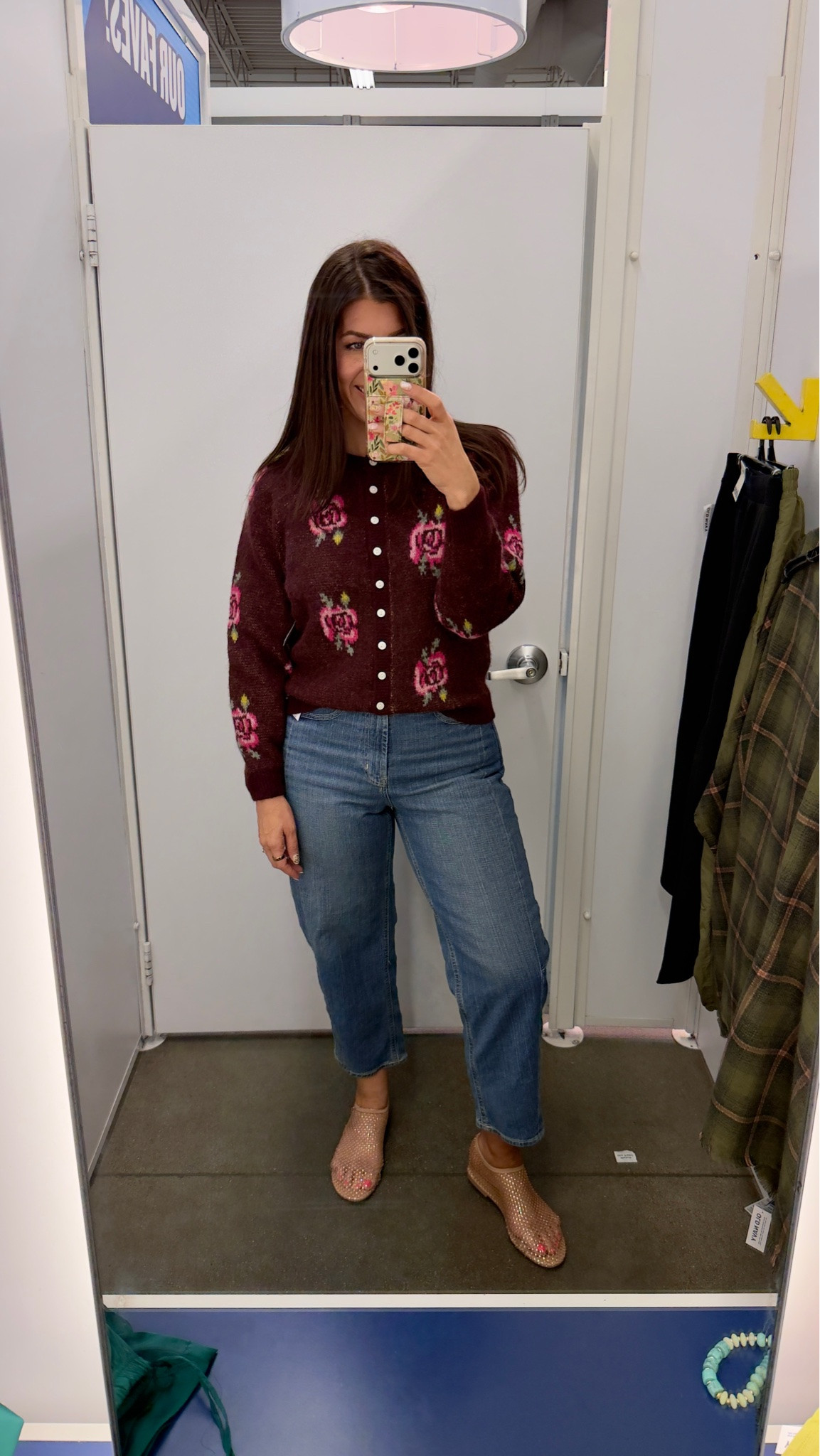 More old navy things in a medium cardigan and 8 barrel jeans - need a 10 tall

#LTKSaleAlert #LTKMidsize #LTKTall