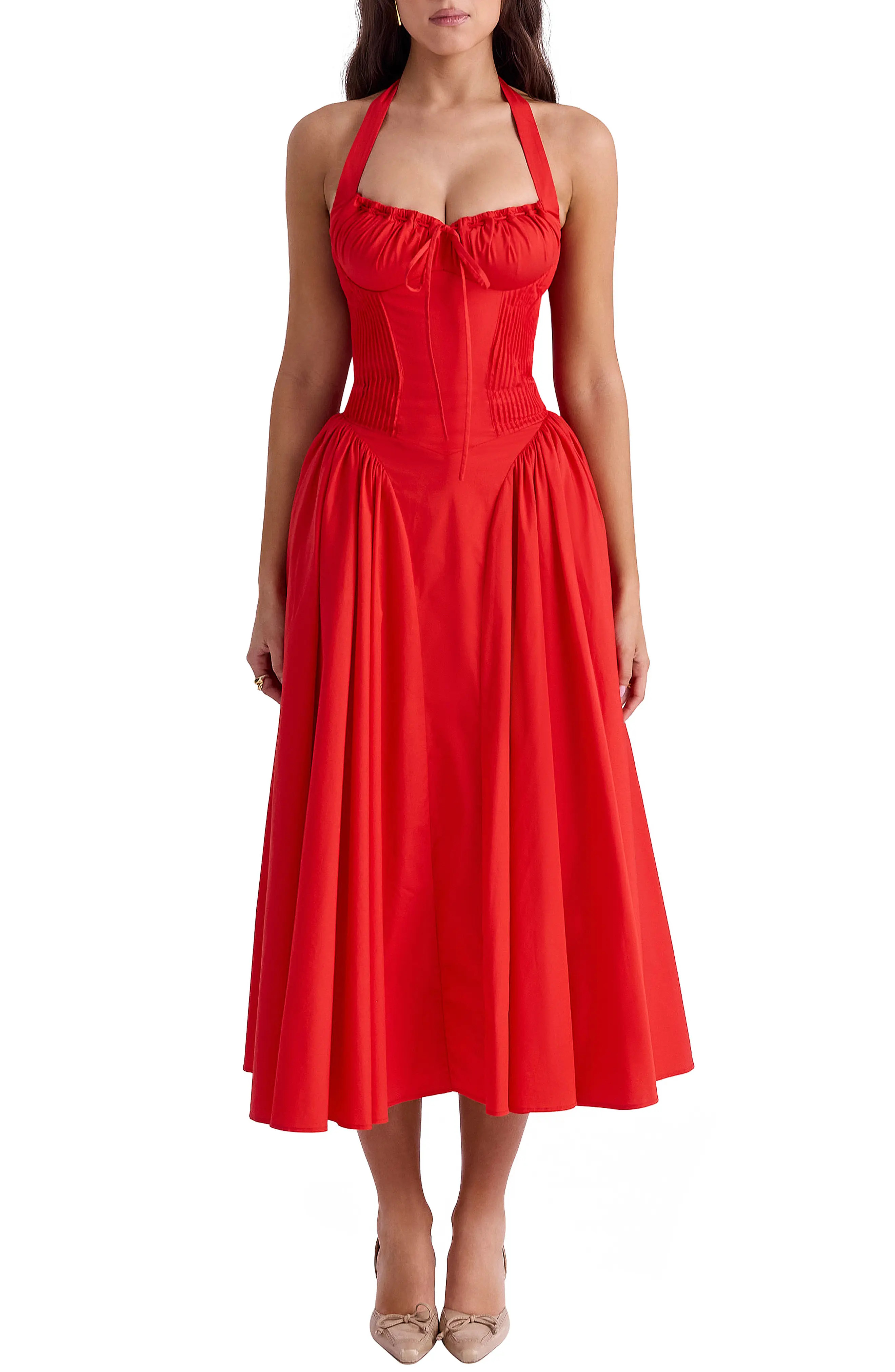 HOUSE OF CB Adabella Halter Neck Midi Dress (Women) | Nordstrom | Nordstrom