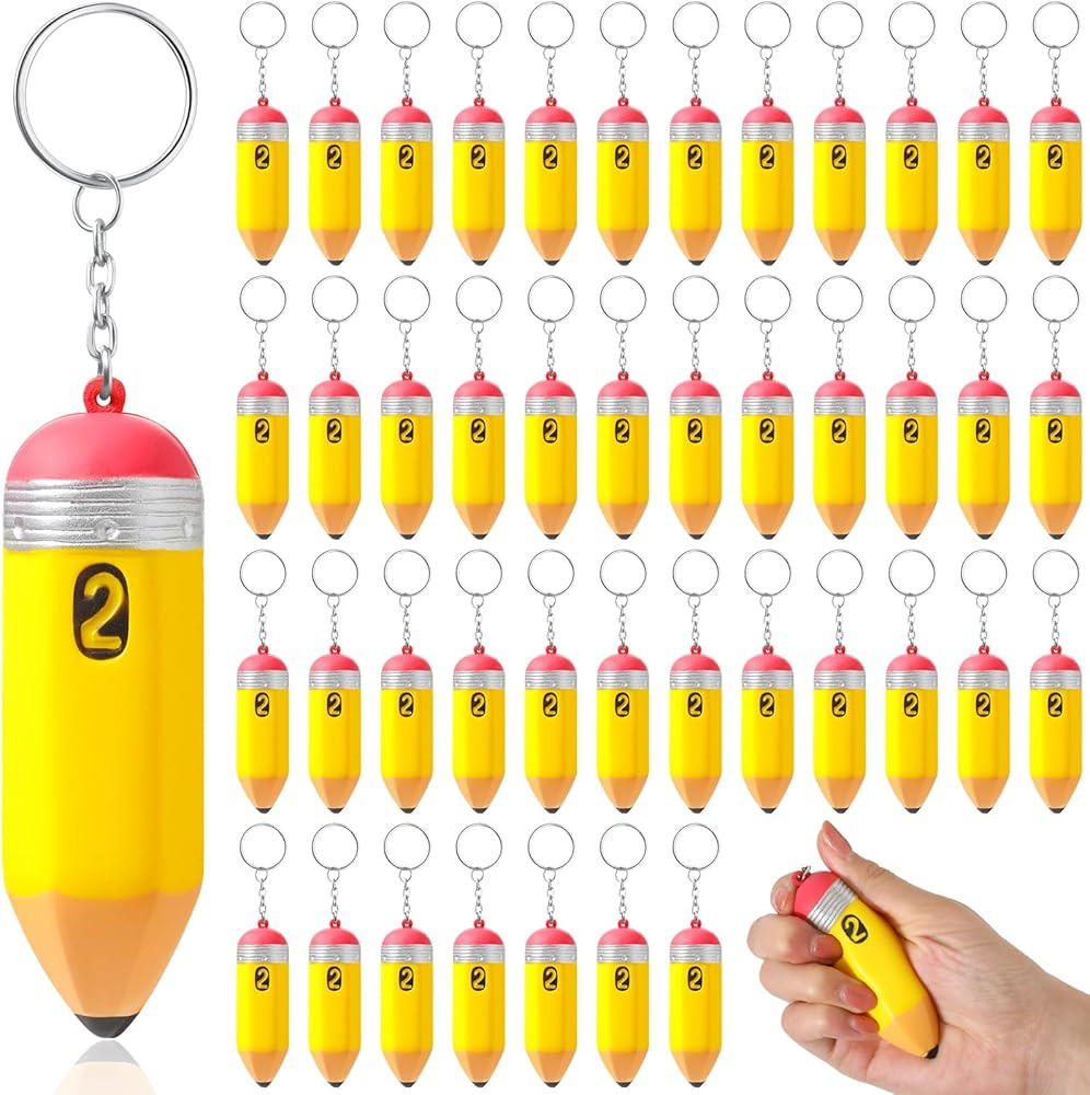 Back to School Gift Bulk for Teacher Cute Foam Squeeze Pencil Teacher Keychains First Day of Scho... | Amazon (US)