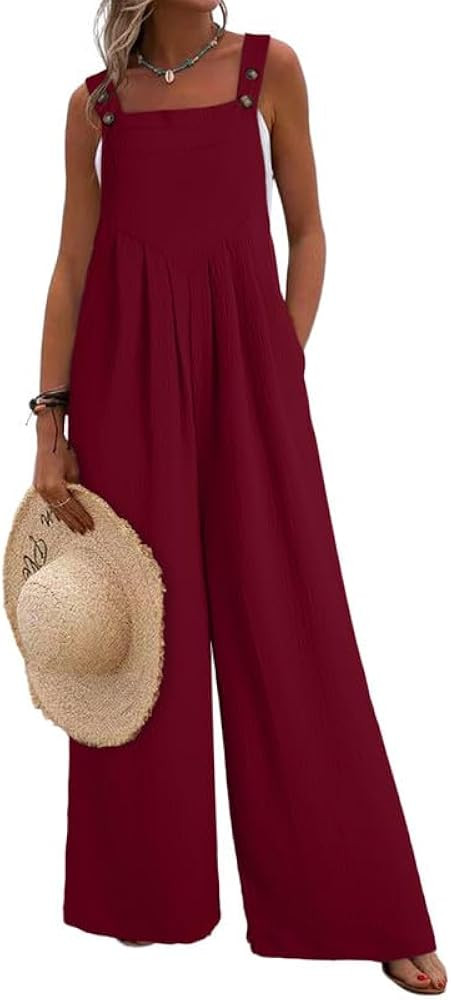 Dokotoo Women's Casual Loose Overalls Jumpsuits One Piece Sleeveless Wide Leg Long Pant Rompers W... | Amazon (US)