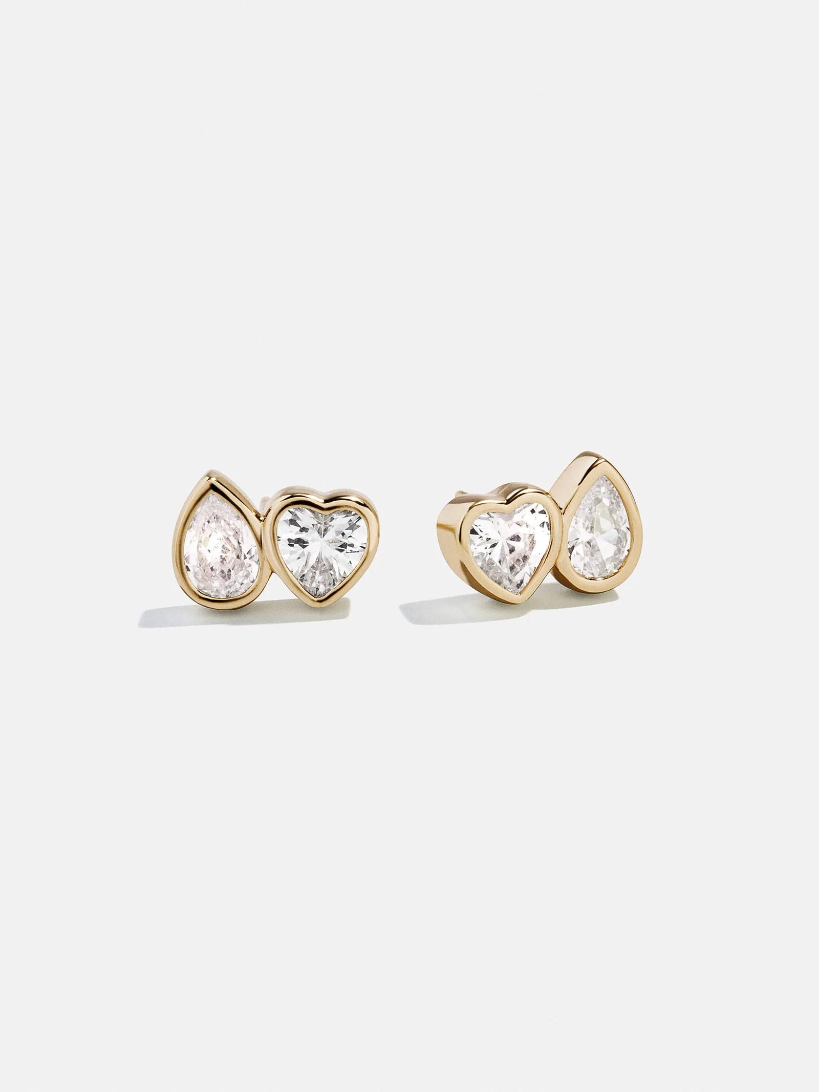 Toi Et Moi 14K Gold Stud Earrings - Gold/Pavé | BaubleBar