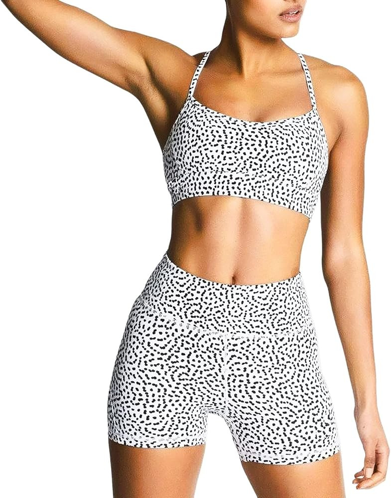 Women's fitness wear sets, high-waisted yoga, training sports shorts bra gym sets | Amazon (US)