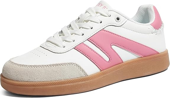LUCKY STEP Women Classic Retro Gum Sole Fashion Sneakers Casual Tennis Skate Shoe Genuine Leather... | Amazon (US)