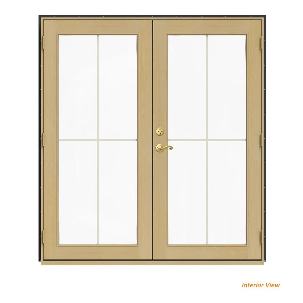 72 in. x 80 in. W-2500 Bronze Clad Wood Left-Hand 4 Lite French Patio Door w/Unfinished Interior | The Home Depot