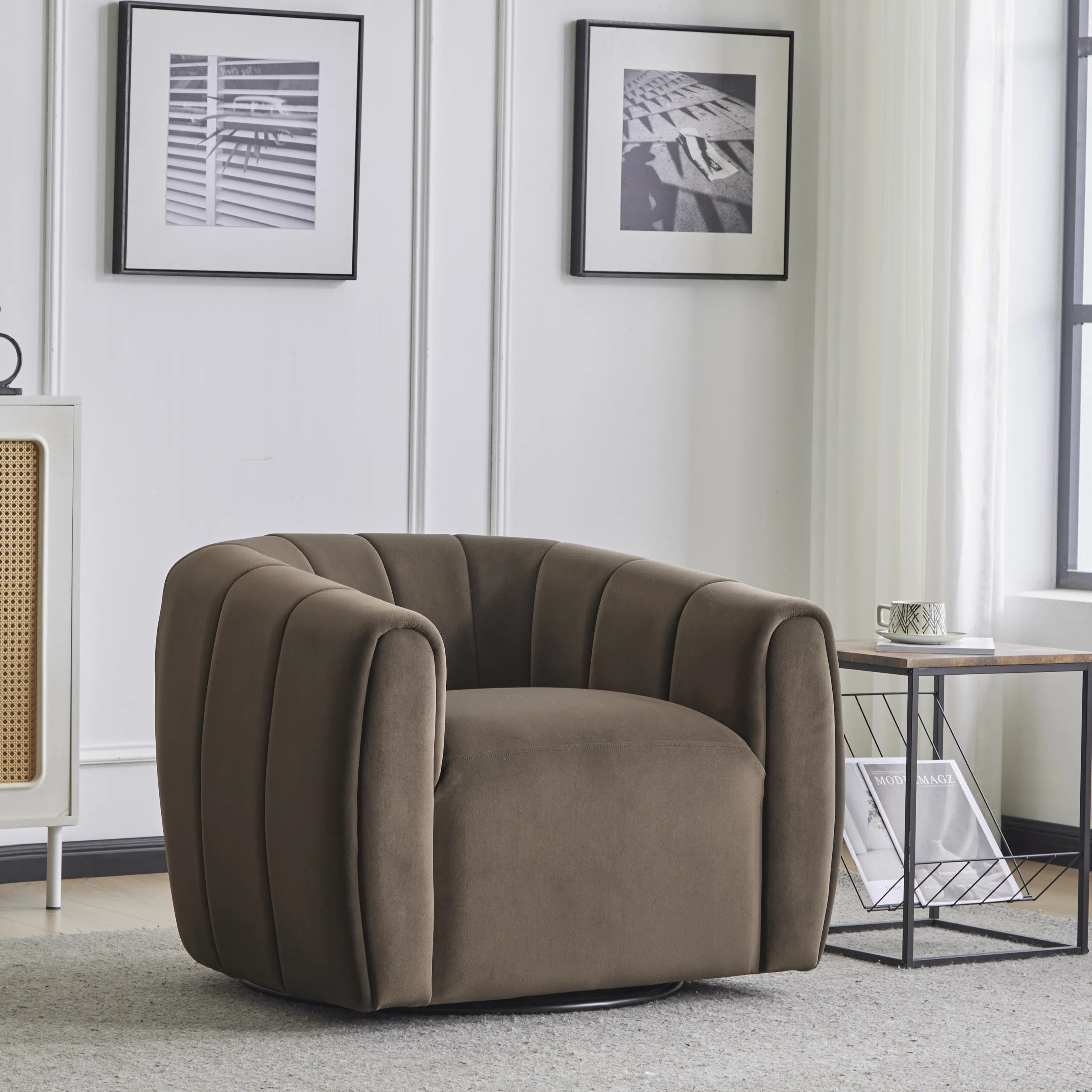 Maravilla Upholstered Swivel Barrel Chair | Wayfair North America
