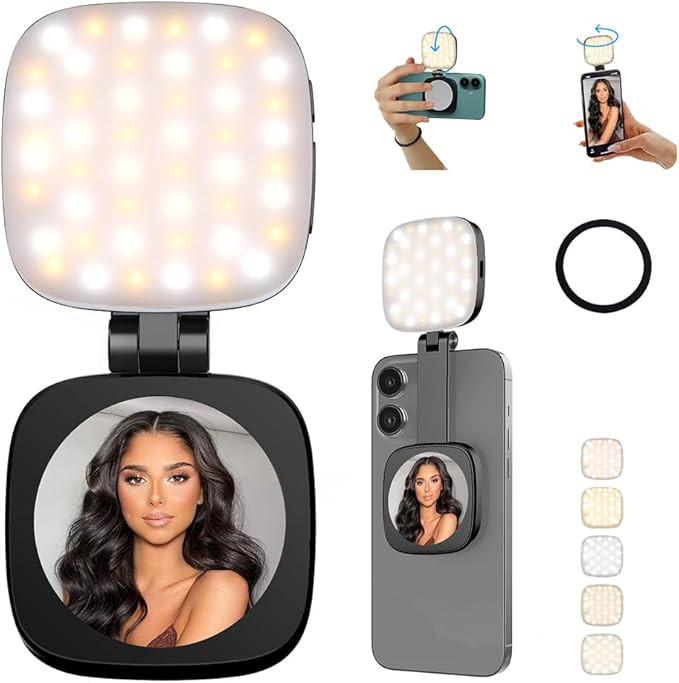 Magnetic Selfie Light Compatible with MagSafe for iPhone – Rechargeable LED Fill Light with Mir... | Amazon (US)