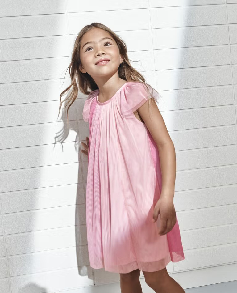 Flutter Sleeve Tulle Paneled Dress | Hanna Andersson