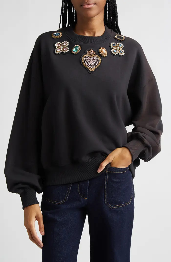 Baroque Patches Rhinestone Sweater | Nordstrom
