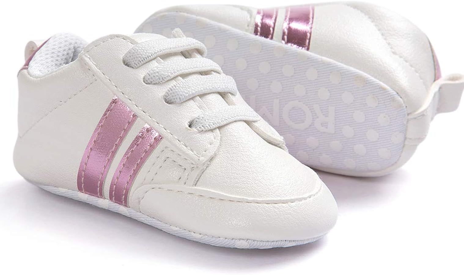 KIDSUN Infant Baby Boys Girls Sneaker Leather Soft Sole Anti-Slip Newborn Toddler White Casual Sh... | Amazon (US)