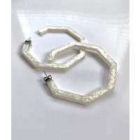 White Shimmer Geometric Hoops | Etsy (US)