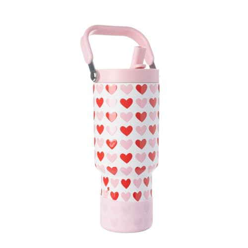 Simple Modern Valentine's Day Trek Pivot | 30oz Flip Straw Tumbler with Handle | Gifts for Her | Water Bottle & Boot | Interchangeable Straw & Chug Lids | Stainless Steel Jug | Hearts on White | Amazon (US)