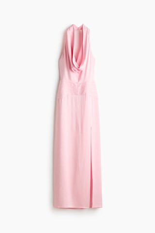 H & M - Cowl-Neck Satin Dress - Pink | H&M (US + CA)