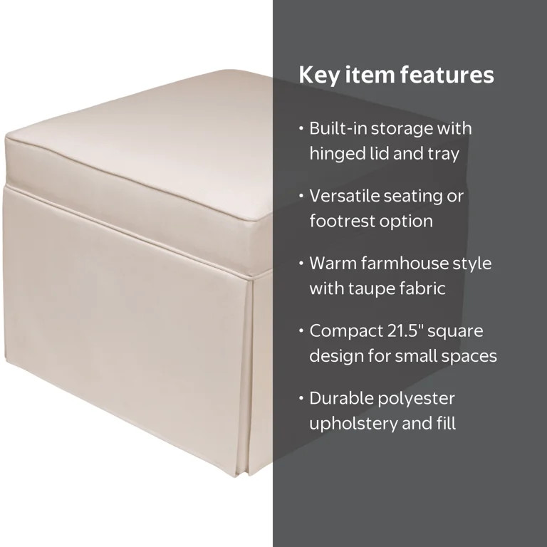 My Texas House Alamo Skirted Ottoman, Taupe Fabric | Walmart (US)