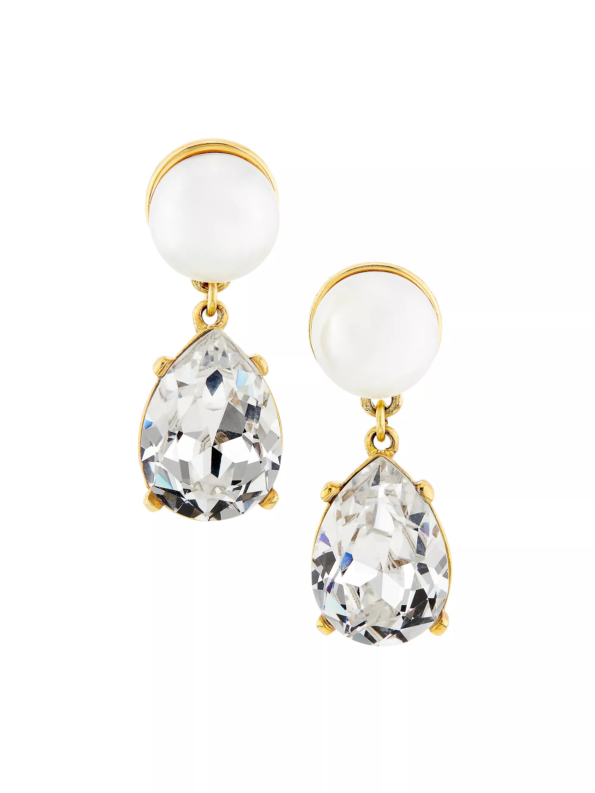 Shop Kenneth Jay Lane Goldtone, Imitation Pearl &amp; Glass Crystal Drop Earrings | Saks Fifth Av... | Saks Fifth Avenue