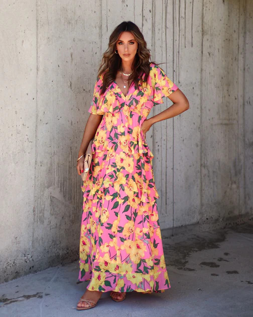 Adelynn Floral Tiered Maxi Dress | VICI