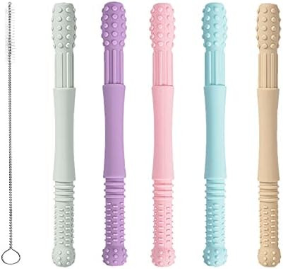 Hollow Teether Tubes, Honboom 5 Packs Soft Silicone Teething Tubes, Baby Soothing Teether Toy, Ch... | Amazon (US)