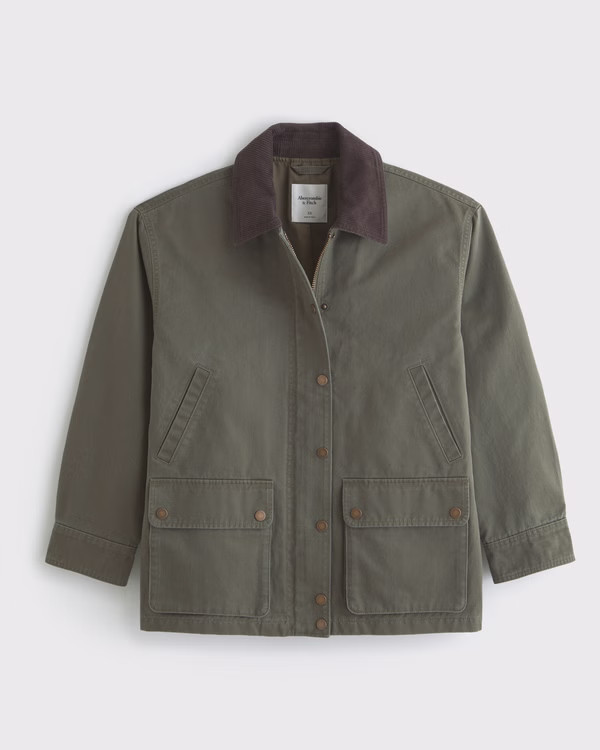 Mid-Length Waxed Barn Jacket | Abercrombie & Fitch (US)