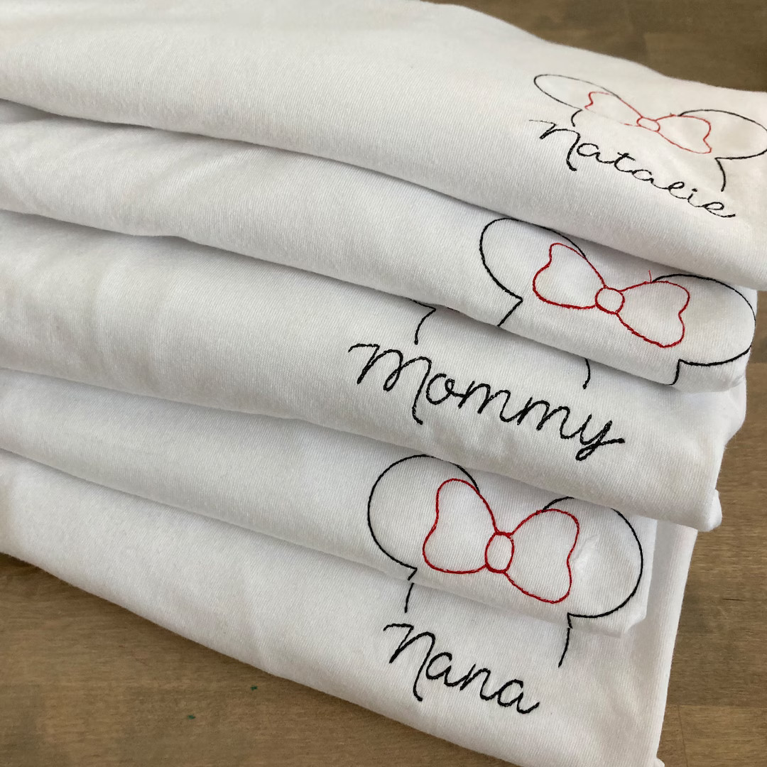 Family Custom Embroidered Minnie Mickey Name T-shirt Bundle Personalized Unisex Tees Disneyland -... | Etsy (US)
