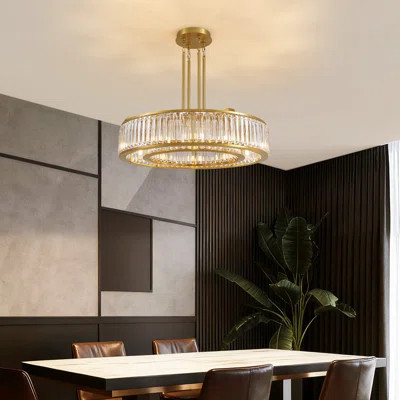 10-light Modern Drum Chandelier Dimmable Crystal Pandent Light For Dining Room Or Kitchen Island | Wayfair North America