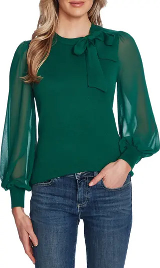 Sweet Tie Mix Media Cotton Blend Sweater | Nordstrom