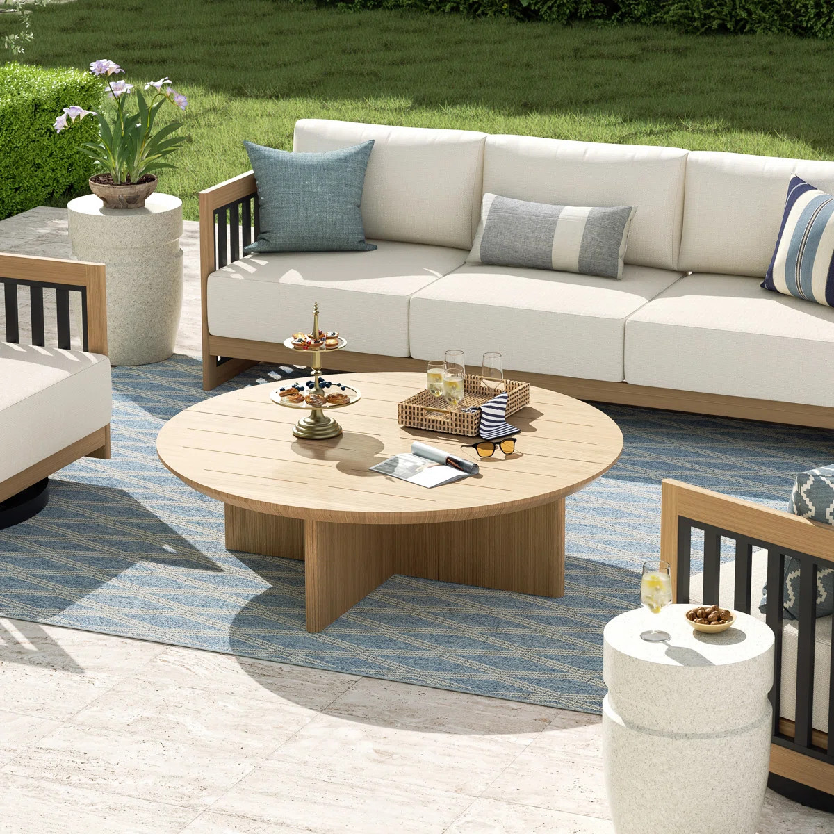 Sereno Patio 44"x 44" Aluminum Round Coffee Table | Wayfair North America