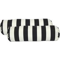 Set Of 2 - Indoor/Outdoor Decorative Bolster Neckroll Pillows Black & White Stripe | Etsy (US)