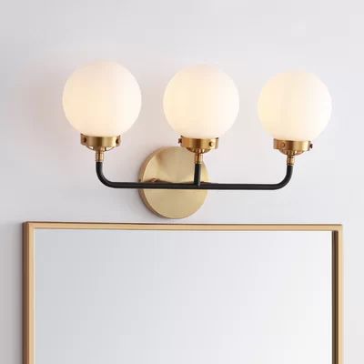 Claudio 3 - Light Dimmable Armed Sconce George Oliver Finish: Brass Gold/Black, Shade: Frosted | Wayfair North America