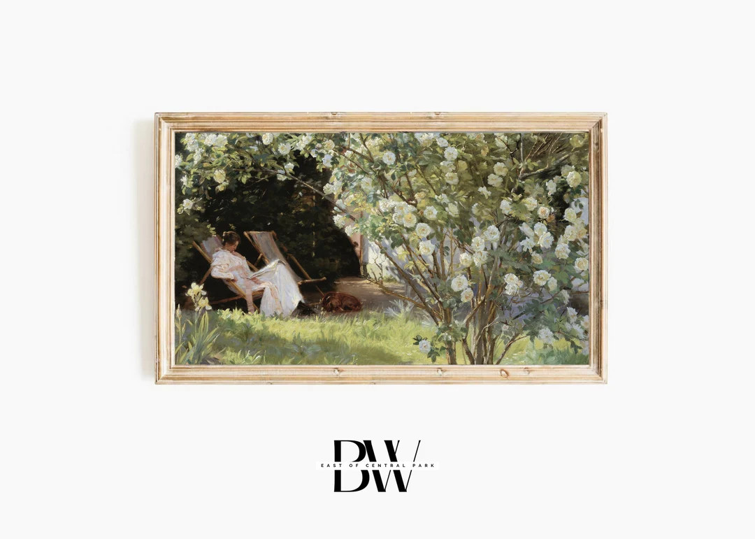 Samsung Frame TV Art | Summer Garden Reading | Vintage Frame TV Art | Vintage Art | Digital Downl... | Etsy (US)