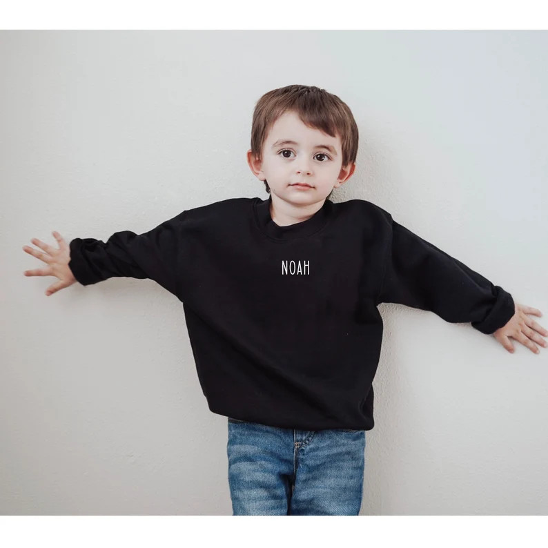 Custom Embroidered Sweatshirt Kids, Embroidered Kids Sweatshirt, Embroidered name Sweatshirt, Cus... | Etsy (US)