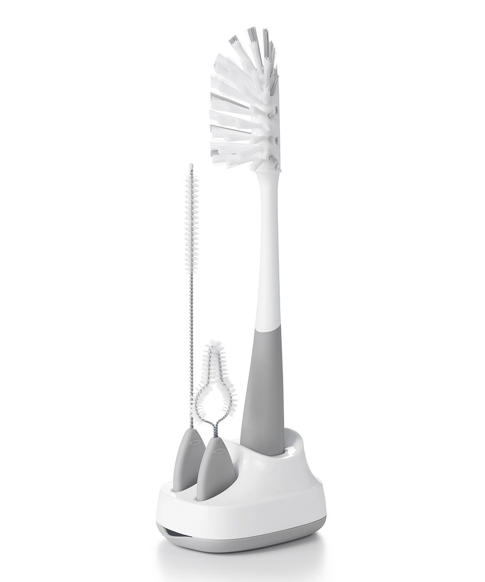 OXO Tot Bottle Brushes - Gray & White Water Bottle Brush Caddy Set | Zulily