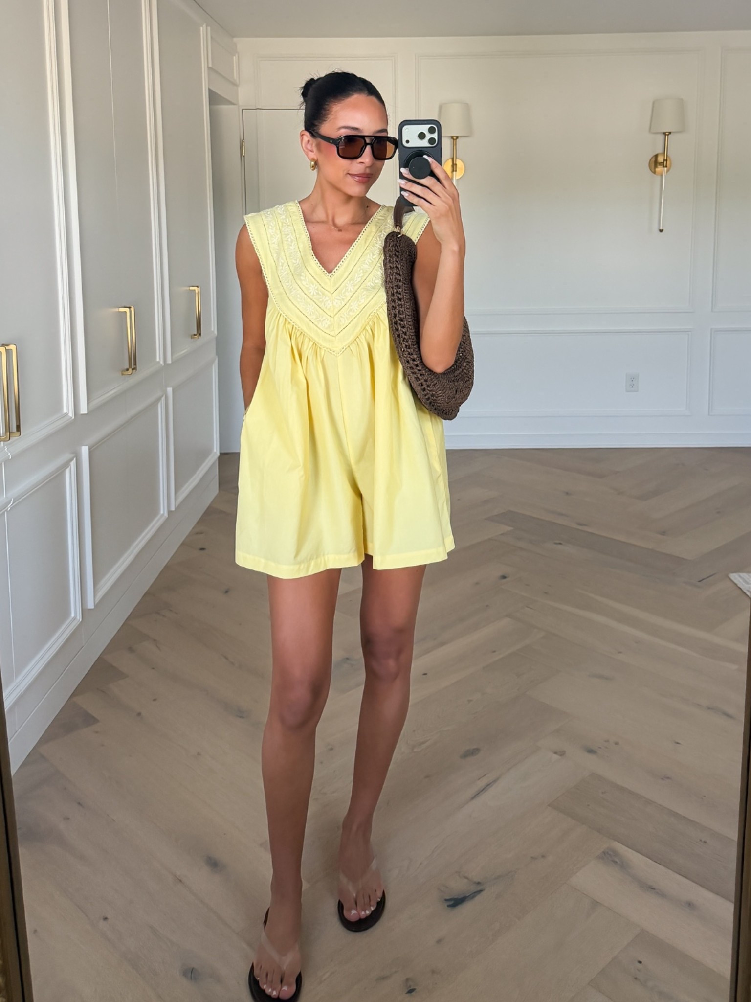 Use code NENA20 to save 20% off orders $100+ 🤩 This romper is mom approved! Relaxed, oversized, and super cute and comfy! Wearing size XS v-neck romper 

summer outfit, butter yellow, casual outfit, lunch outfit, vacation outfit, mom outfit, postpartum outfit, anthropologie sale

#LTKSaleAlert