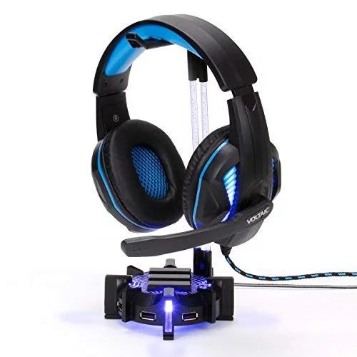 ENHANCE Gaming Headset Stand Headphone Holder with 4 Port USB Hub , Customizable LED Lighting , F... | Walmart (US)