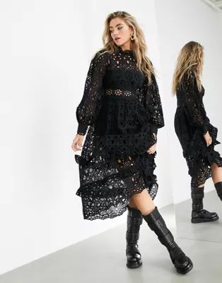ASOS EDITION broderie midi dress with balloon sleeves | ASOS (Global)