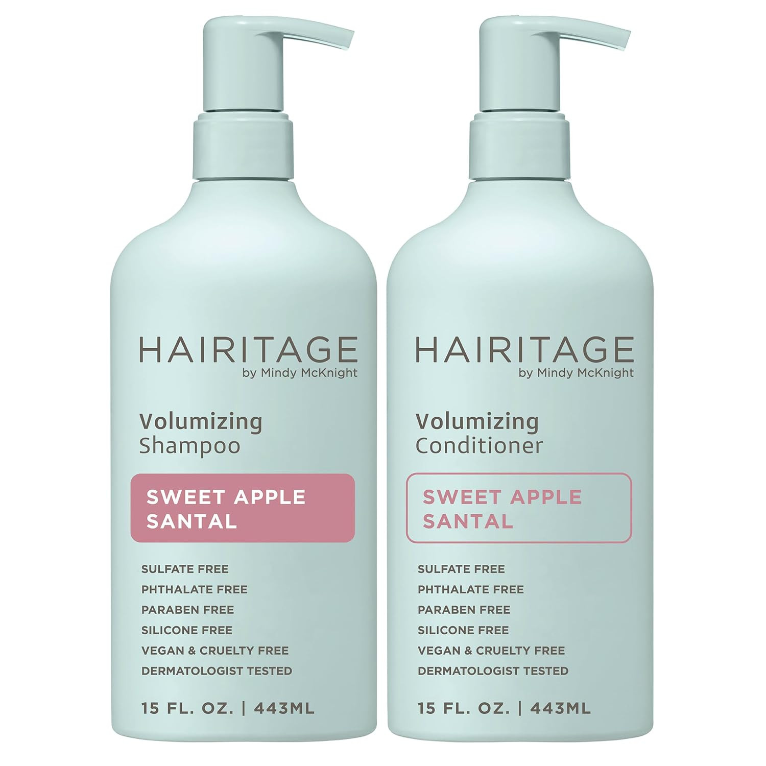 Hairitage Apple Santal Volumizing Shampoo & Conditioner Set - For Fuller Hair, Color & Treated, Fine to Dry Damaged, Sulfate & Paraben Free, Value Size 30 fl.oz. | Amazon (US)