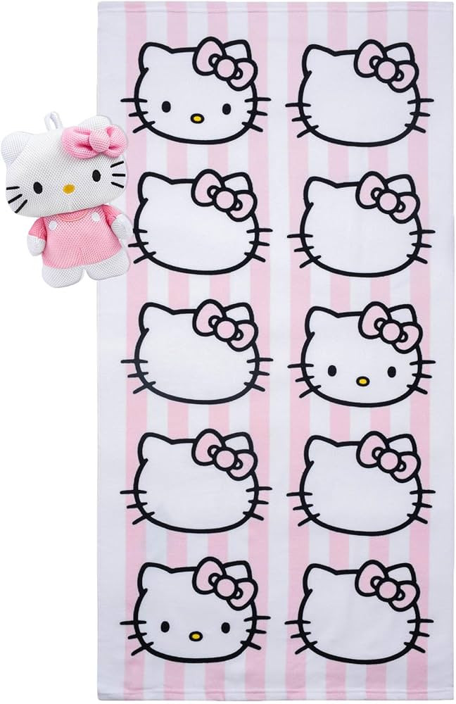 Jay Franco Hello Kitty Bath Towel & Bath Buddy Set - Bathtub Accessories - Includes 25 x 50 Inch ... | Amazon (US)