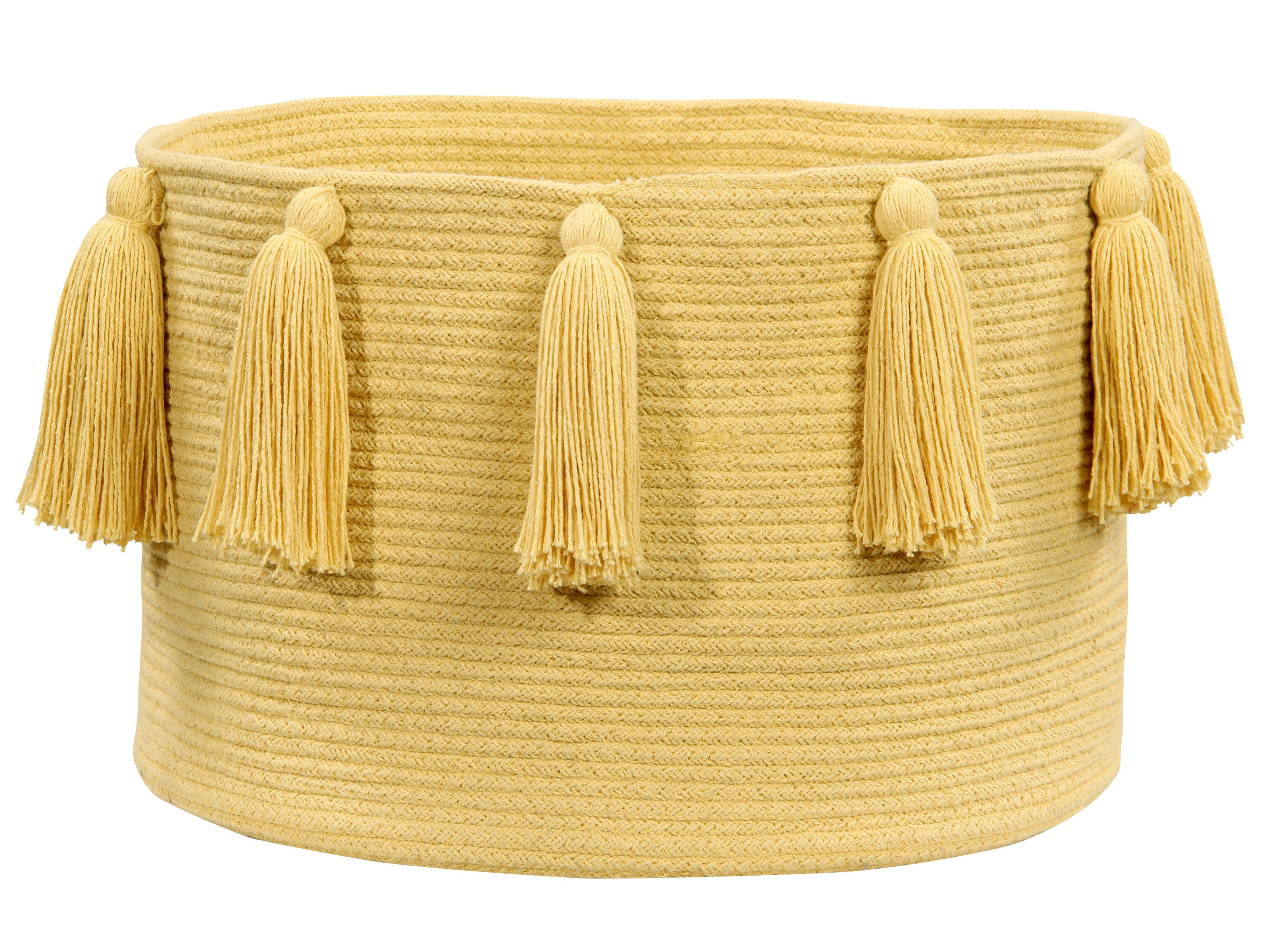 Tassels Basket in Yellow – BURKE DECOR | Burke Decor